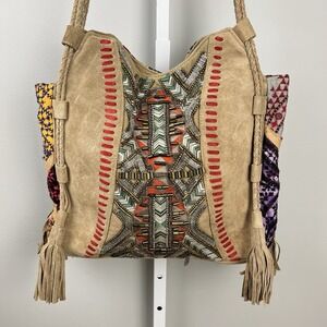 Gypsy 05 Suede Boho Shoulder Bag Purse Beaded Embroidered Western Festival